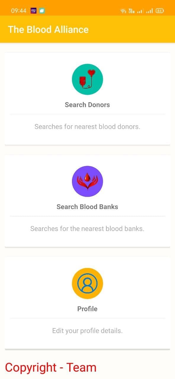 Blood Alliance Android Application